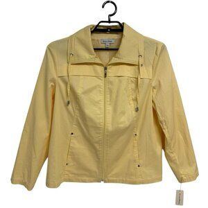 Studio Works women's blazer jacket yellow sunlight zip up collared size L